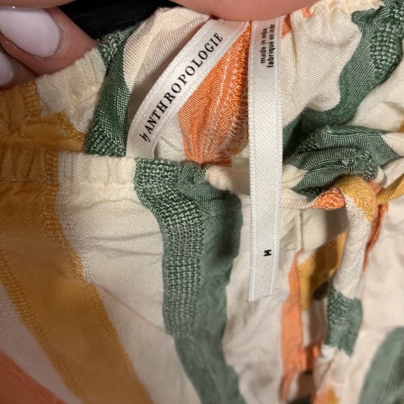 ANTHROPOLOGIE STRIPED HALTER FLOWY DRESS MEDIUM GREEN ORANGE - Picture 4 of 6